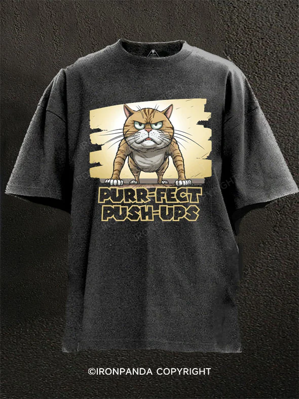 purp-fect push-ups cat Washed Gym Shirt