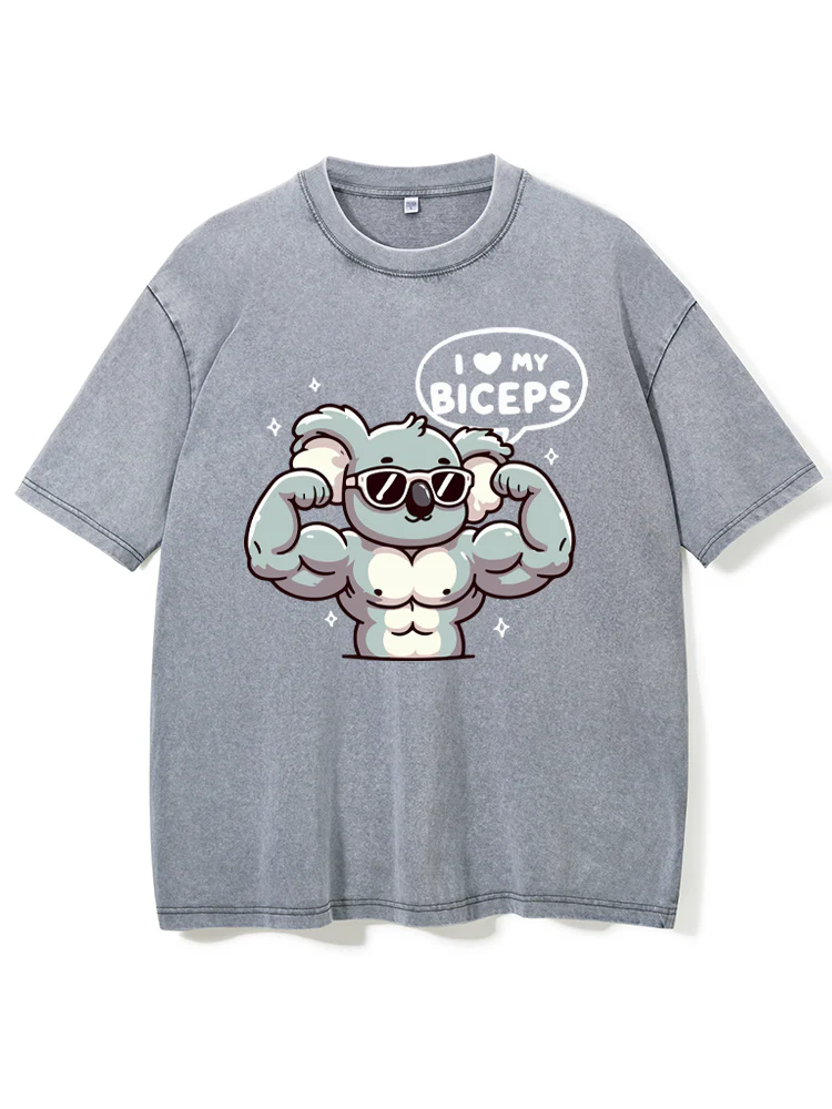 Big Biceps: Cute Koala Washed Gym Shirt