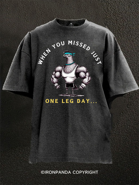 Funny Pigeon leg day Washed Gym Shirt