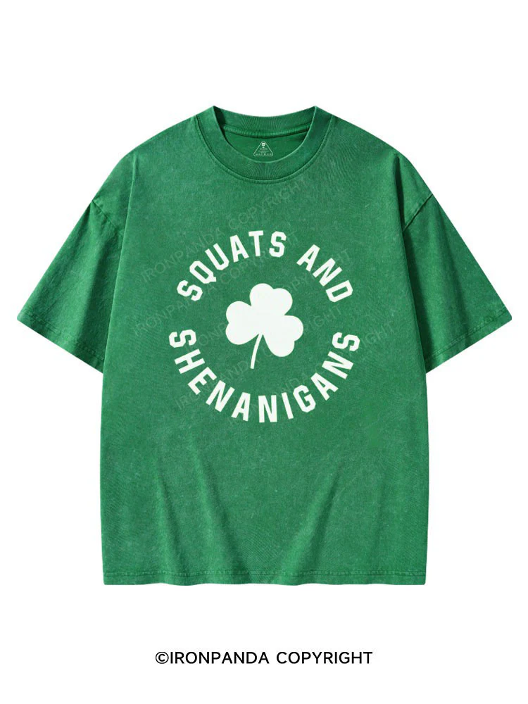 Squats Shenanigans St Patrick's Washed Gym T-shirt