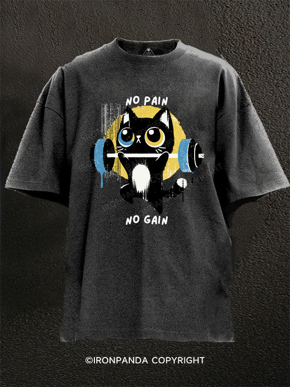 Fitness Cat Working Out Washed Gym Shirt