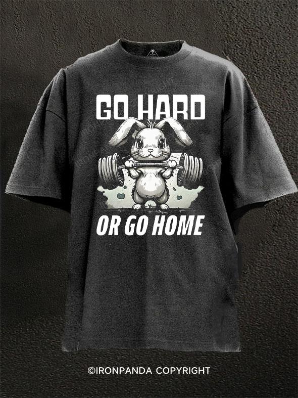 Go Hard Or Go Home Weightlifting Bunny Washed Gym Shirt