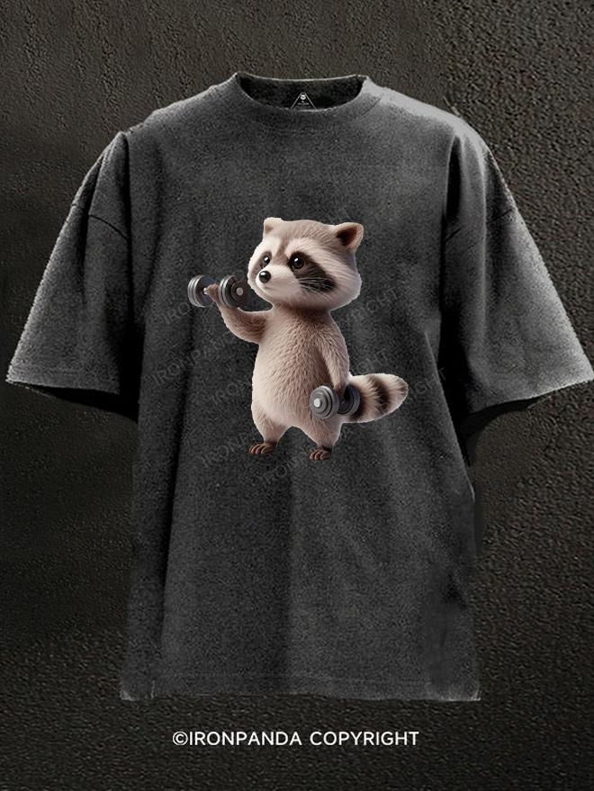 Weightlifting raccoon Washed Gym Shirt