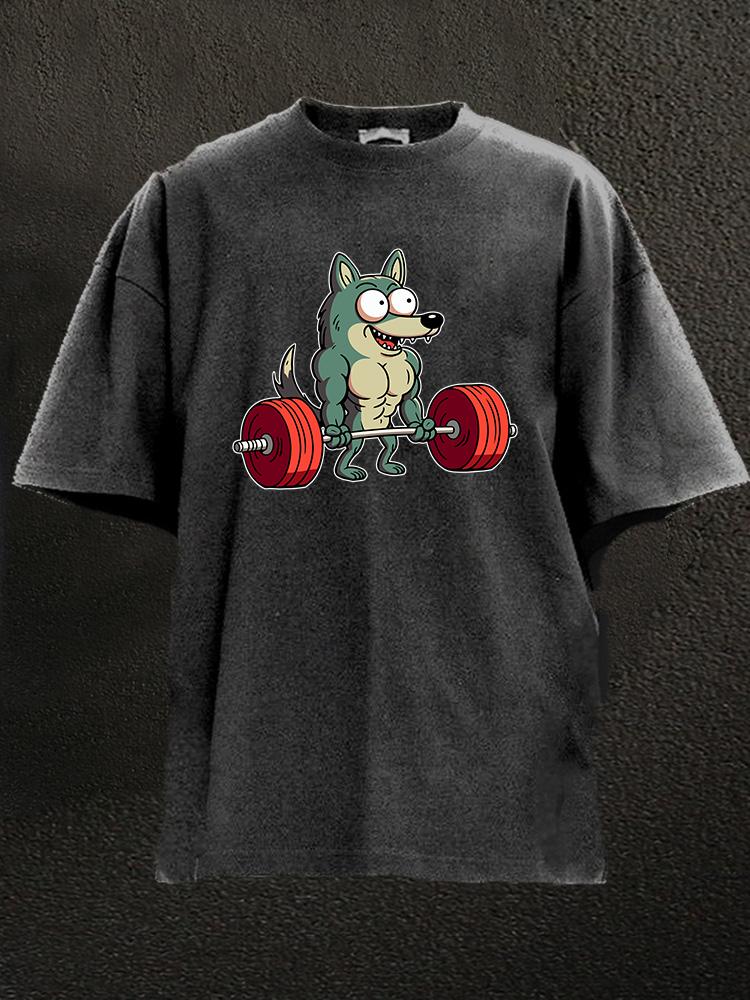 deadlift wolf Washed Gym Shirt