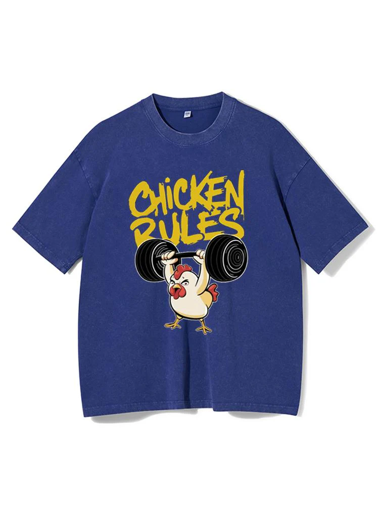 Chicken Rules Washed Gym Shirt