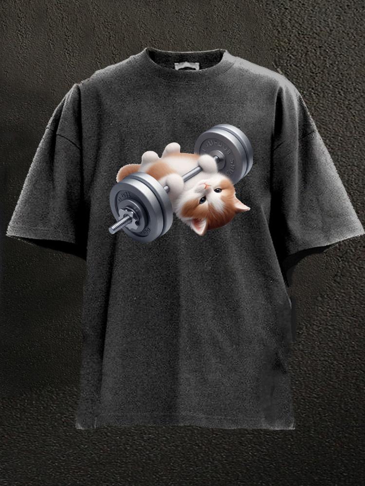 Cat Under The Bar Washed Gym Shirt